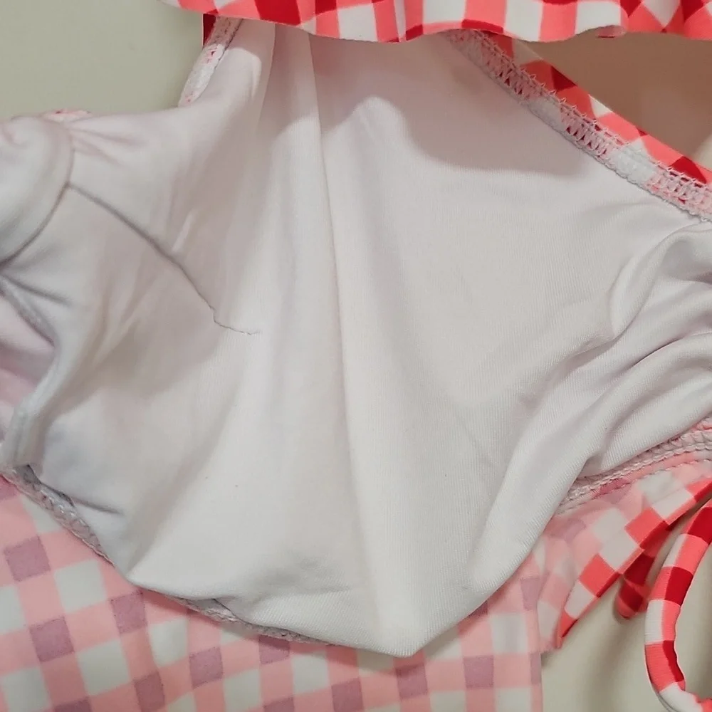 Cupshe Bralette Frill Missy Bikini Top Red/White Large